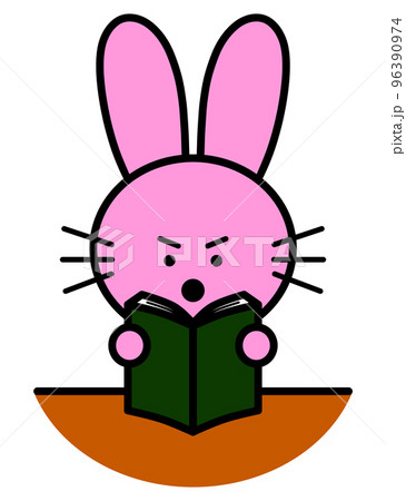 本を読むウサギのイラスト 本を読むウサギのイラスト 96390974