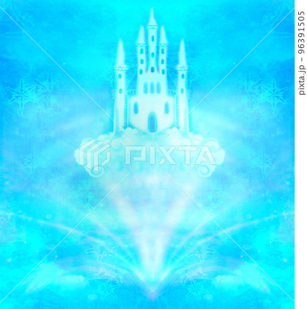 abstract fairytale castle in the clouds in winter wonderland 96391505