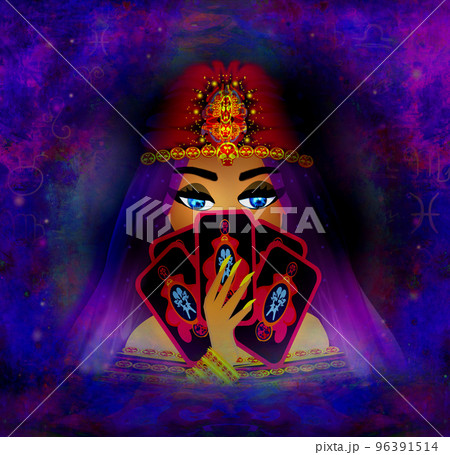 The Fortuneteller woman reads the future with cards 96391514
