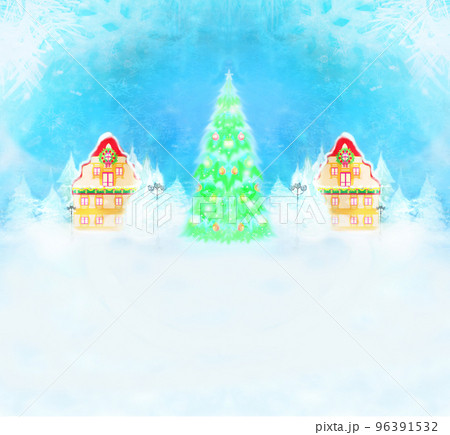 Christmas tree with lights, Beautiful winter landscape 96391532