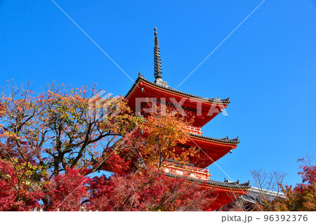 秋　清水寺　三重塔 96392376