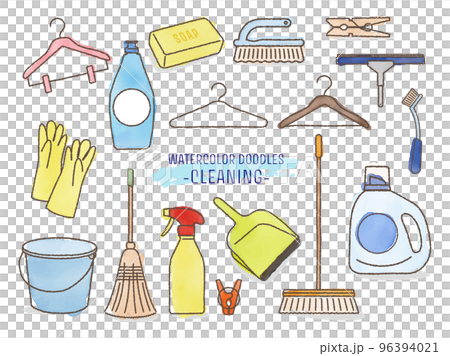 手繪水彩清潔用品插畫 96394021