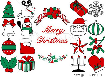クリスマス 手描き線画イラストアイコン カラー クリスマス 手描き線画イラストアイコン カラー 96394131