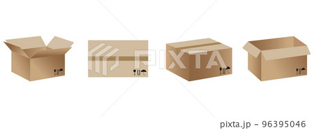 Set of cardboard shipping containers or mailboxes.Realistic mockup vector illustration.Collection of shipping parcel packaging templates. Set of cardboard shipping containers or mailboxes.Realistic mockup vector illustration.Collection of shipping parcel packaging templates. 96395046