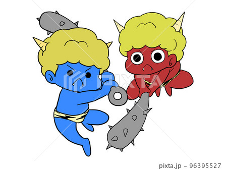 攻撃する赤鬼と青鬼のイラスト素材 [96395527] - PIXTA