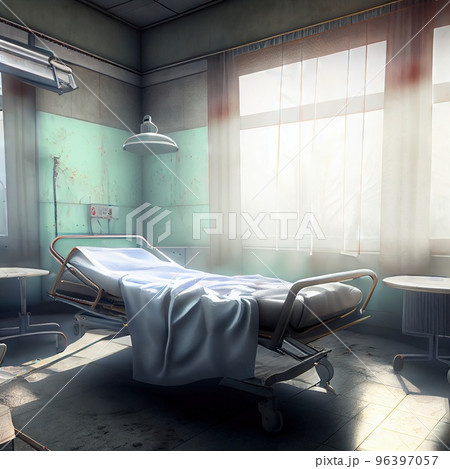An empty hospital bed in the hospital An empty hospital bed in the hospital 96397057