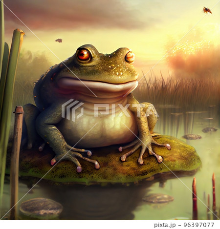 A very unpleasant toad is sitting in a swamp A very unpleasant toad is sitting in a swamp 96397077