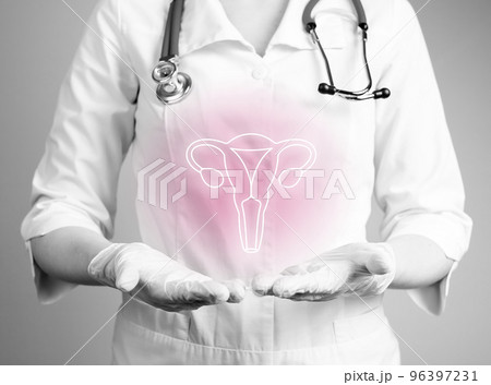 Uterus, wonb, ovary health. Gynecology concept. Female reproductive system anatomy, women healthcare 96397231