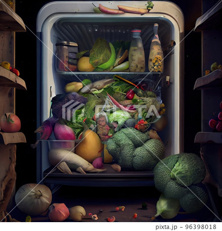 An open refrigerator in which only vegetables are found 96398018