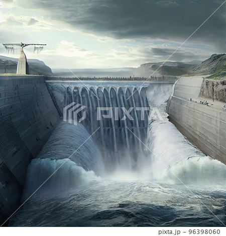 A huge dam, holding back the pressure of rivers A huge dam, holding back the pressure of rivers 96398060