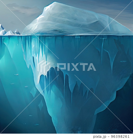 A huge iceberg, part on the surface, part under...のイラスト素材 [96398261 ...