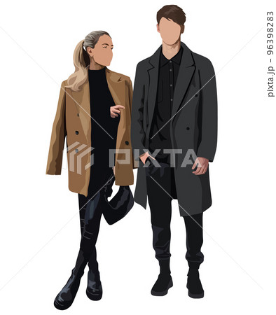 French Style Male and Female Clothes and Fashion Stock Vector -  Illustration of style, beauty: 221553913