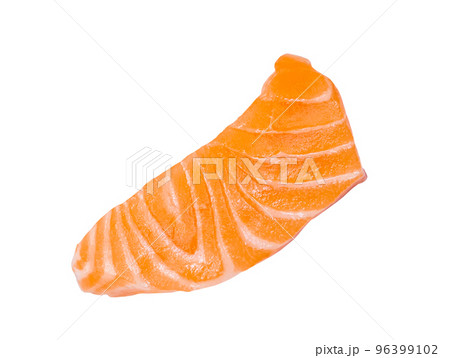 Fresh raw salmon slice sashimi fillet isolated on white background 96399102