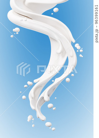 Pouring milk or yogurt, splash or wave, abstract flowing liquid background, isolated, 3d rendering 96399161