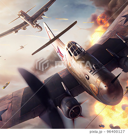 A World War II-era plane shoots at another plane 96400127