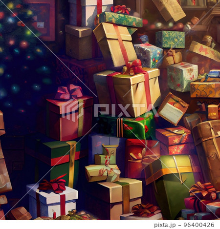 A huge pile of gifts for Christmas A huge pile of gifts for Christmas 96400426