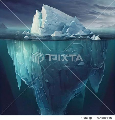 A huge iceberg, part on the surface, part under water 96400440