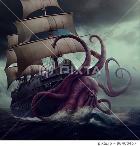 A giant octopus wrapped its tentacles around the ship 96400457