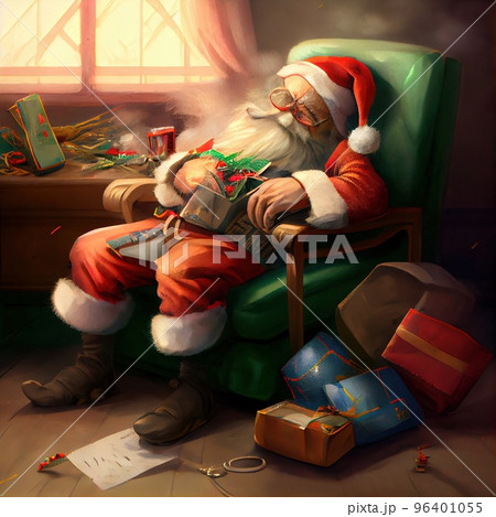 Santa Claus got tired and decided to rest on...のイラスト素材 [96401055] - PIXTA