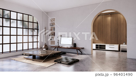 Japandi room interior and low table and armchair wabisabi style.3D rendering 96401490