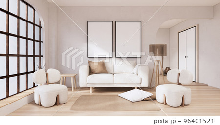 Muji sofa and decoration wabisabi on japandi room interior .3D rendering Muji sofa and decoration wabisabi on japandi room interior .3D rendering 96401521