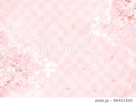 美しい桜ーピンク色ー市松模様ー和紙の壁紙ー豪華絢爛背景素材フレーム 96401800