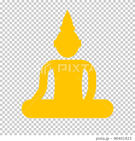 Golden Buddha statue icon. vector. 96401925