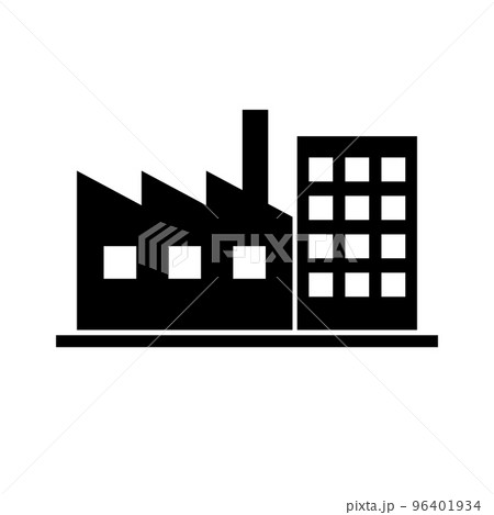 工場とビルのシルエットアイコン。工場地帯。ベクター。 96401934
