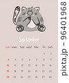 Vertical vector calendar for september 2023 with cartoon grey cat. Funny hand drawn pet.  Week starts on Sunday. For size a4,a5,a3. 96401968