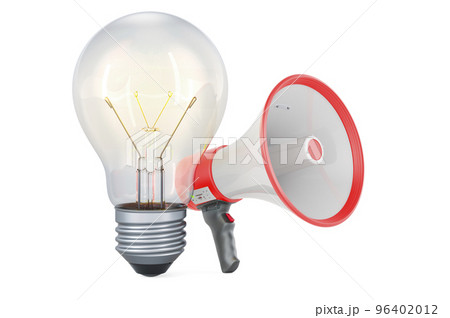 Lightbulb with megaphone. 3D rendering 96402012