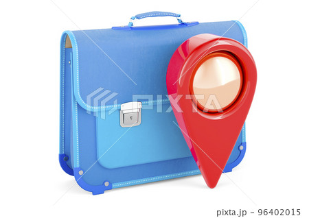 Map pointer with schoolbag. 3D rendering 96402015