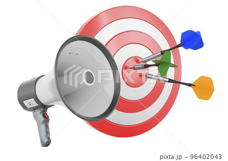 Target with megaphone. 3D rendering 96402043