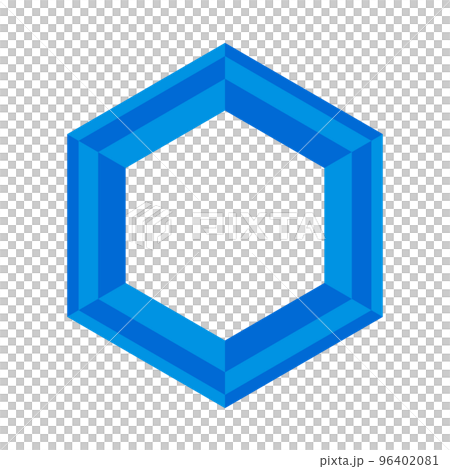 青い六角形のロゴ。おしゃれなリング。ベクター。 青い六角形のロゴ。おしゃれなリング。ベクター。 96402081