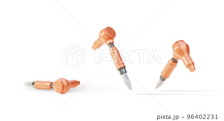 3d three Realistic tattoo machine with orange elements. Vector illustration. 96402231