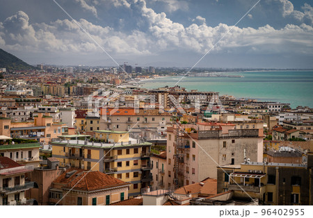 Aerial View of Salerno, sea, coastline and cityscape, Campania Italy. Vacation and travel concept 96402955