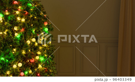 christmas background empty no people living room copy space sparse design holiday decor 3D illustration 96403349