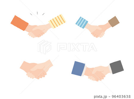 握手している手の手描きイラストセット（カラー/輪郭線なし） 96403638