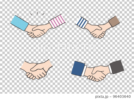 Hand-drawn illustration set of shaking hands (color) 96403640
