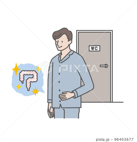 便秘症を改善した若い男性（下腹部の張りがなくなり、気分爽快） 96403677