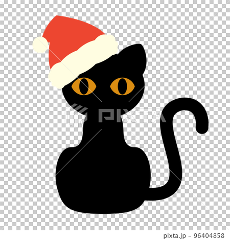 Illustration of a black cat wearing a Santa hat Illustration of a black cat wearing a Santa hat 96404858