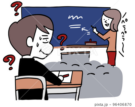 教室の授業についていけない男子学生 教室の授業についていけない男子学生 96406870