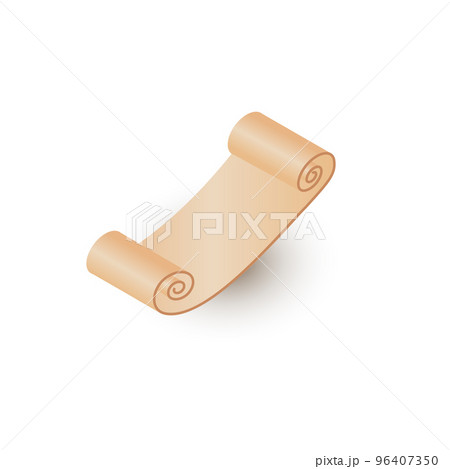 Isometruc scroll game icon. Scroll of vintage paper on a white background in isometric style. Retro papyrus illustration vector 96407350