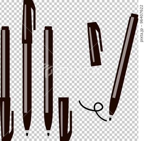 Black ink felt-tip pen illustration set Black ink felt-tip pen illustration set 96407622