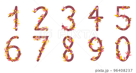 Pastel cute flower on decoration on number for decorating or printing 96408237