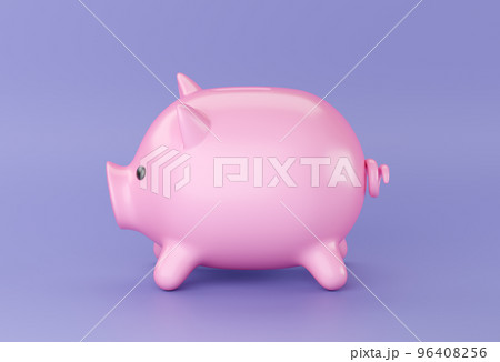 3d pink Piggy bank. Business, saving, money, banking, finance investment and services concept. Profit and growth design idea. Realistic 3d isolated high quality render 96408256