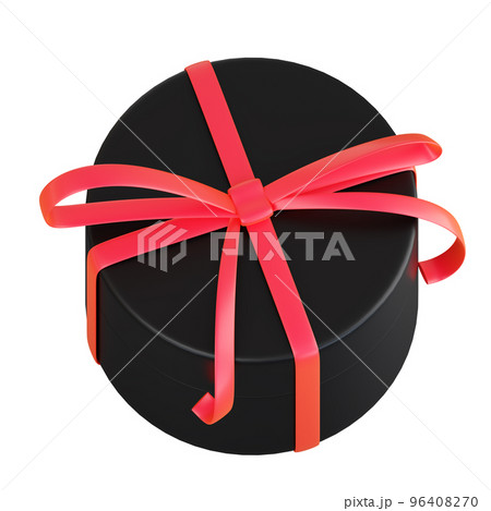 Realistic Black Gift Box With Red Ribbon Bow....のイラスト素材 [96408270] - PIXTA