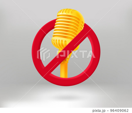 Stop singing concept with microphone icon. 3d vector illustration Stop singing concept with microphone icon. 3d vector illustration 96409062
