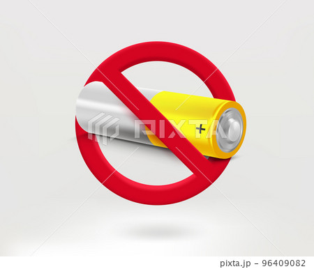 Do not throw away batteries concept with battery icon. 3d vector illustration Do not throw away batteries concept with battery icon. 3d vector illustration 96409082