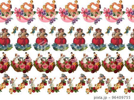 バレンタイン　ビンテージコラージュ　ライン 96409755