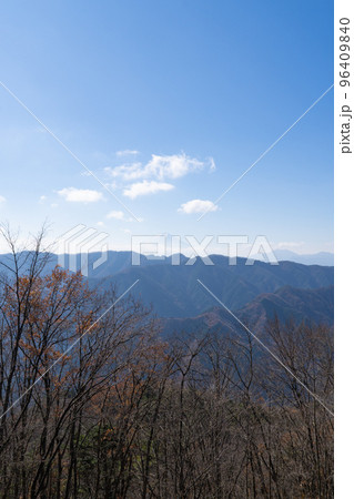 槇寄山の山頂から見た富士山（東京都檜原村） 96409840